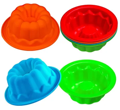 Productafbeelding van Siliconen Gugelhupf-vormen, 8 stuks, 10 cm, mini-taartvorm, hittebestendig tot 230°C