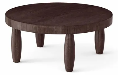 Immagine prodotto di Set di tavolini da salotto in stile moderno, marroni, con gambe in legno e piano in legno, tavolo rotondo