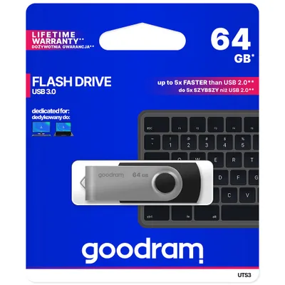 Produktbild von Goodram UTS3 USB-Stick 64 GB USB Typ-A 3.2 Gen 1 (3.1 Gen 1) Schwarz