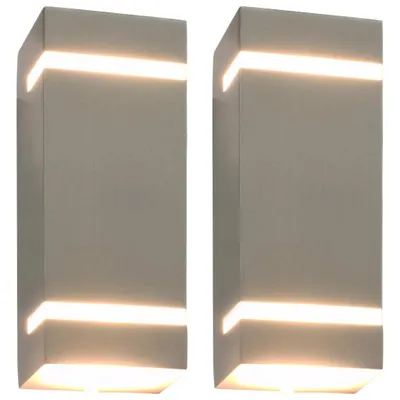 Immagine prodotto di The Living Store Luci da parete per esterni 2 pezzi 35 W Argento Rettangolare