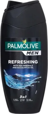 Produktbild von Palmolive Men 3-in-1 Körper Gesicht Haare Erfrischendes ätherisches Eukalyptusöl Meersalzextrakt 250 ml - 1 Stück