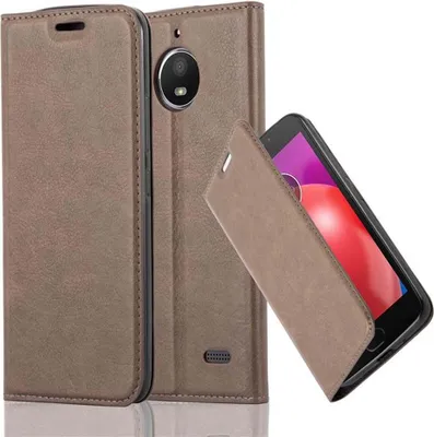 Produktbild von Cadorabo puzdro pre Motorola MOTO E4 ochranné puzdro v hnedej farbe puzdro na mobilný telefón kryt magnetické zatváranie