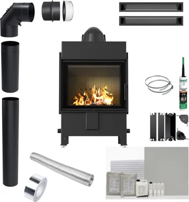 Produktbild von KRATKI Kamin LUCY 12 kW Ø 200 SCHWARZ TERMOTEC mit Schließung Einbauset
