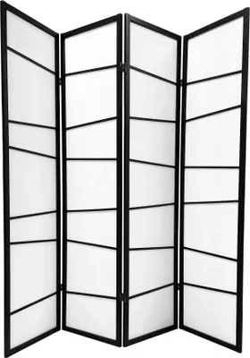 Produktbild von Fine Asianliving Paravent Japanische Trennwand Shoji B180xH180cm Raumteiler Schwarz - Fuji