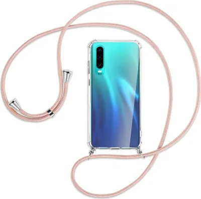Produktbild von Handykette Backcover-Schutzhülle mit Band (Metall silberfarben) für Huawei P30 - roségold