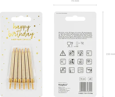 Image de Bougies d'anniversaire avec support 6cm or 6pcs