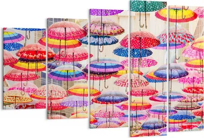 Produktbild von Bild auf Leinwand - Leinwandbild - Regenschirme City Dekoration Himmel - 150x100cm - Wand Bild - Wanddeko - Leinwanddruck - Bilder - Kunstdruck - Leinwand bilder - Wandkunst - EG150x100-3145