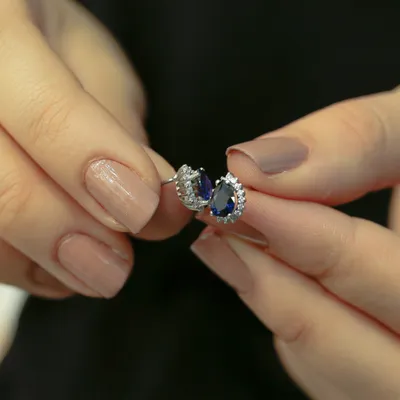 Produktbild von Entourage Diamant Saphir Ohrringe 14 Karat Weißgold