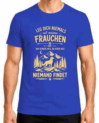 Imagen del producto de Camiseta para hombre, color azul, talla S, con la frase: "Nunca discutas con mi dueña, incluso si ella tiene razón". (Estilo sarcástico)