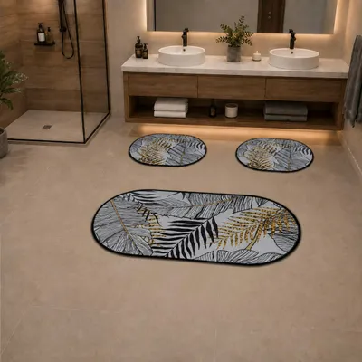 Produktbild von Bosdela Ovales 2-Teiliges Badezimmerteppich-Set, WC-Vorleger-SetHerbal
