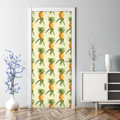Produktbild von Dekorative Türaufkleber selbstklebend Klebefolie Türtapete Türfolie Vintage Ananas 77 x 200 cm