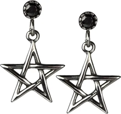 Produktbild von Ohrringe Pentagramm: Ohrstecker aus Edelstahl mit schwarzem Zirkonia