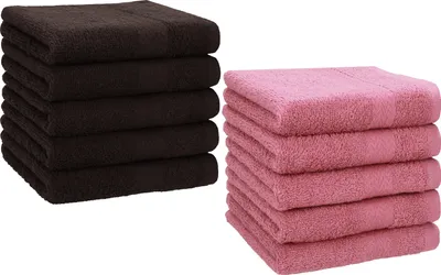 Produktbild von Betz 10 Stück Seiftücher 30x30 cm PREMIUM 100% Baumwolle  Farbe: dunkelbraun und altrosa