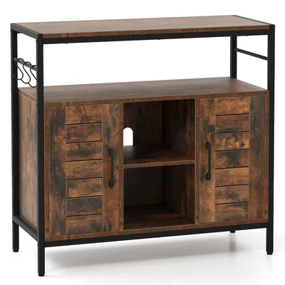 Produktbild von GOPLUS Küchenschrank, Sideboard Vintage mit Ablagen, Buffetschrank mit 2 Türen, verstellbaren Regalen & 3 Haken, 84 x 35 x 80 cm, Vintage