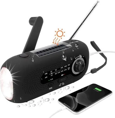 Obrázok produktu pre Solárne núdzové rádio s akumulátorom, prenosné