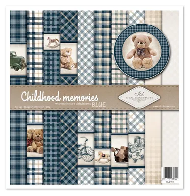 Obrázok produktu pre ITD Set 11 Stk 31x32cm einseitig Scrapbooking Papier 200g, Childhood memories blue
