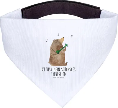 Produktbild von Mr. & Mrs. Panda Hundehalstuch Bär Lied - Weiß - Geschenk, Valentinstag, Teddy, Tuch, Freundin, Hunde Halstuch, Song, Für, Hund, Liebe, Herz