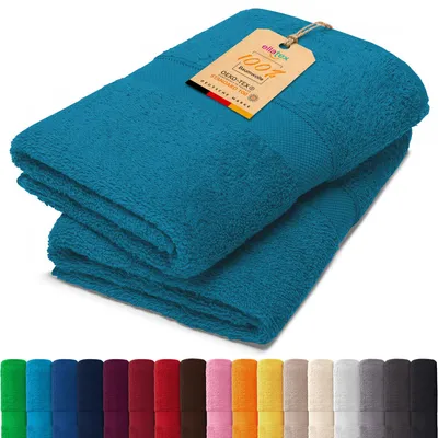 Produktbild von EllaTex PARIS 2er Set Duschtücher 70x140 cm – 100% Baumwolle, 500 g/m² Frottier, in Farbe: Aquamarin