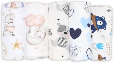 Zdjęcie produktu dla Pieluchy moltonowe 80 x 80 cm, 5 szt., 100% bawełna, dla niemowląt