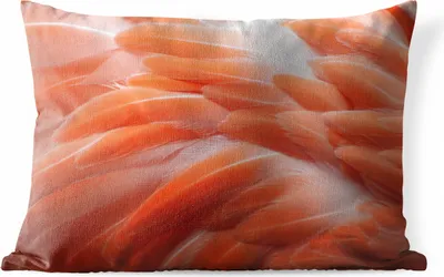 Produktbild von MuchoWow® Outdoor Kissen - Gefiederstruktur eines Flamingos - 50x30 cm - Wetterfest - Lounge Kissen - Sofa kissen - Wohnzimmer Dekoration