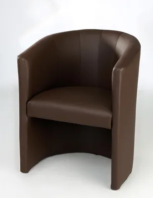 A brown leather armchair is shown against a white background.