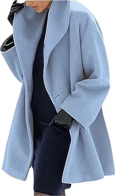 Image de ASKSA Femme Manteau d'hiver uni avec capuche Parka d'hiver chaud mi-long Dufflecoat, B Bleu ciel, L