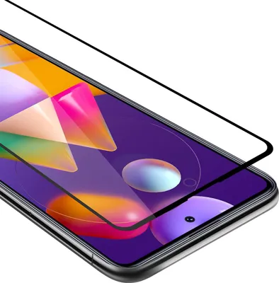 Produktbild von Cadorabo Panzerfolie für Samsung Galaxy M31s Schutzfolie in Schwarz Vollbild Folie Tempered Display Schutzglas