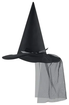 Hexenhut mit Schleier, schwarz, Mesh, für Damen, Halloween
