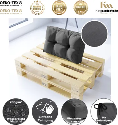 Produktbild von Pohodlné paletové polštáře SIDE CUSHIONS 65 x 40 x 15 cm DARK GREY pro váš domov a terasu