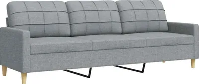 Produktbild von vidaXL 3-Sitzer-Sofa Hellgrau 210 cm Stoff