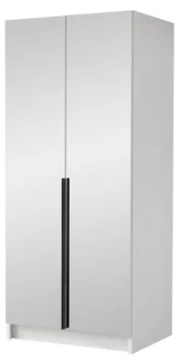 Produktbild von MIRJAN24 Kleiderschrank Bono III, Schlafzimmer, Drehtürenschrank, mit Kleiderstange, Modern, Garderobenschrank, Metallgriffe (Farbe: Weiß / Weiß + Schwarz)