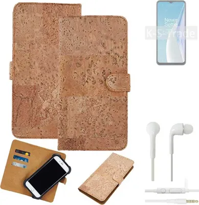 Produktbild von K-S-Trade Hülle kompatibel mit OnePlus Nord N20 SE + in ear Kopfhörer Kork Handyhülle Cover  Schutzhülle TPU Case Bumper in Hellbraun, (1x)