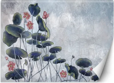 Immagine prodotto di Murale piccolo ninfea carta da parati da parete 150x105 cm colore Turchese tema Fiori