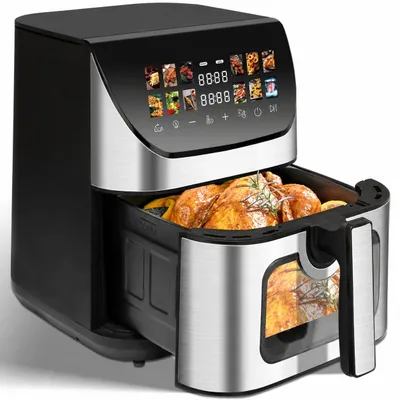 Produktbild von Draixcor Heißluftfritteuse 8L XXL 1800W, Airfryer mit Sichtfenster, LED-Touchdisplay, 12 Programme, 360° Heißluft, Antihaftkorb, fettarm, für Familien