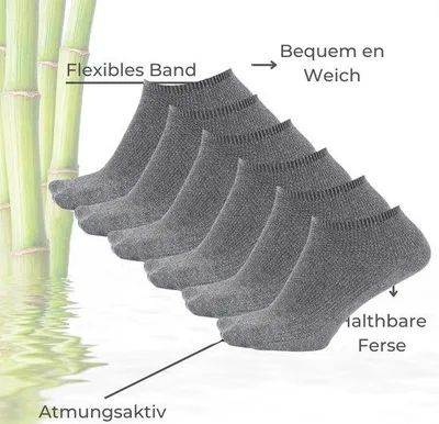 Produktbild von Bambus Sneaker Socken Uni 6 Paar Grau 43-46