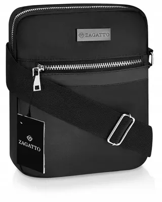 Obrázek produktu pro Pánská taška přes rameno, taška crossbody, černé semišové pouzdro, ZAGATTO, nastavitelný popruh přes rameno, nepromokavý materiál, 25x22x5,5 / ZG71