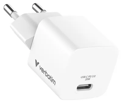 Image de Mini chargeur secteur Verbatim GaN USB-C 20W (Blanc)