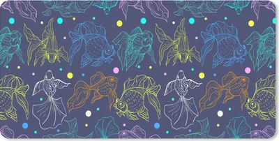 Produktbild von MuchoWow® Schreibtischunterlage Neon - Fisch - Pastell - Muster 80x40 cm - XXL Mauspad - Gaming Mauspad