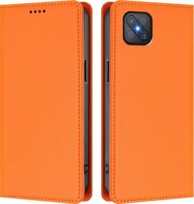 Image de Etui en cuir pour Oppo A92s, étui magnétique en cuirPolyuréthaneavec support Orange