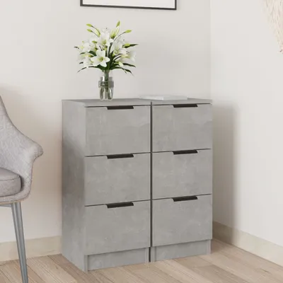 Immagine prodotto di vidaXL Credenze 2 pz. Grigio cemento 30x30x70 cm Materiale a base di legno