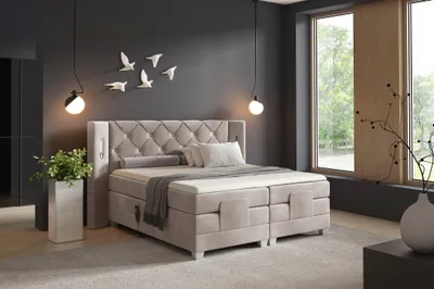Produktbild von Boxspringbett Elektrisch Bett STEVE 140x200cm in Stoff Fresh Beige