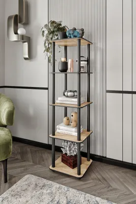 Produktbild von Skye Decor, Moderner Bücherregal aus 100% MDF, Eiche, 34 x 140 x 34 cm | Komprimierte Kraftbeine | Skandinavisches Design für stilvolle Wohn- und Arbeitsräume
