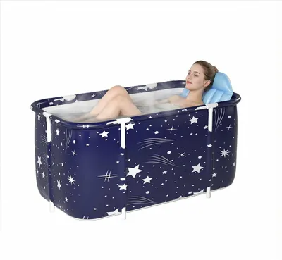 Immagine prodotto di Vasca da bagno pieghevole per adulti - Vasca da bagno autoportante con cuscini, ideale per spa e bagni di ghiaccio