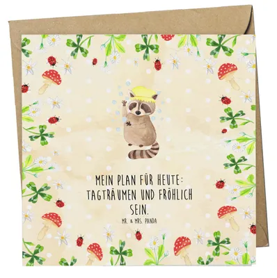 Produktbild von Mr. & Mrs. Panda faltkarte Waschbär - Naturpapier - Geschenk, Plan, doppelkarte, anlasskarte, Klappkarte, Seifenblasen, Waschen, Lustige Sprüche, Tagträumen, Fröhlich