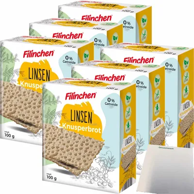 Produktbild von Filinchen Linsen Knusperbrot Glutenfrei vegan 6er Pack (6x100g Packung) + usy Block