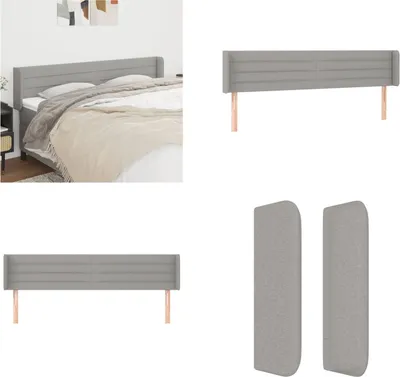 Obrázek produktu pro vidaXL Čelo postele s ušima světle šedá 203x16x78/88 cm látka - Čelo postele - Čelo postele - Čelo postele