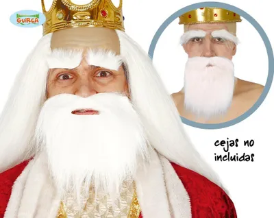 Produktbild von Nikolaus Bart Kostüm Rot Blau Mittelalter Weihnachten Fasching Zwerg Party Accessoire Fantasie Figur Märchenkönigin Neujahr Abenteuerfigur Feier Karneval, Farbe: Weiß