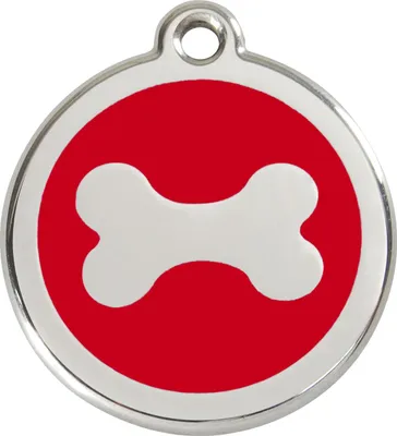 Produktbild von RedDingo Hundemarke mit individueller Gravur Knochen rot, Größe: L