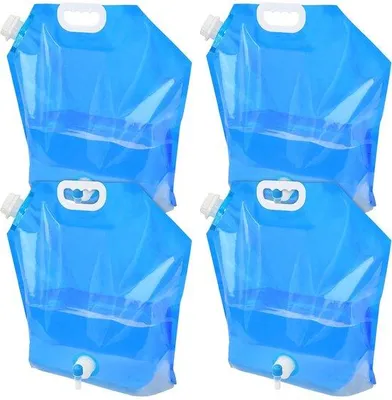 Produktbild von Ibenzoa® 4er-Set faltbare Wasserbehälter 10 L (40 L ges.) – 3‑lagiges Komposit -20°C bis 100°C, BPA‑frei, Ausgießer & Tragegriff, ideal fürs Camping