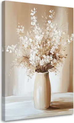 Produktbild von Leinwandbild Beige Blumenstrauß in einer Vase 70x100 Feeby Beige bild für die wand bereit zum aufhängen
